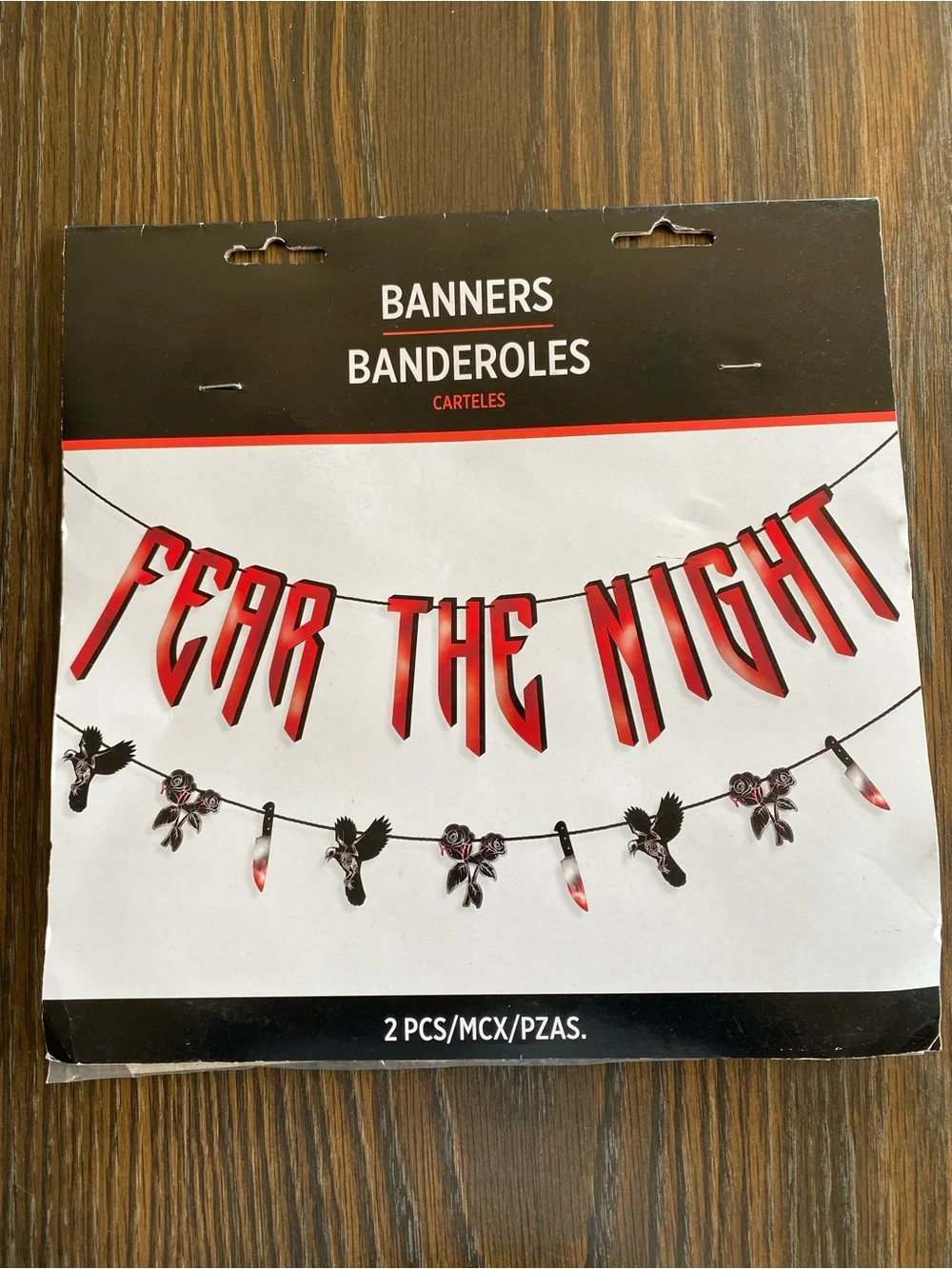 Fear The Night Red & Black Halloween Banner